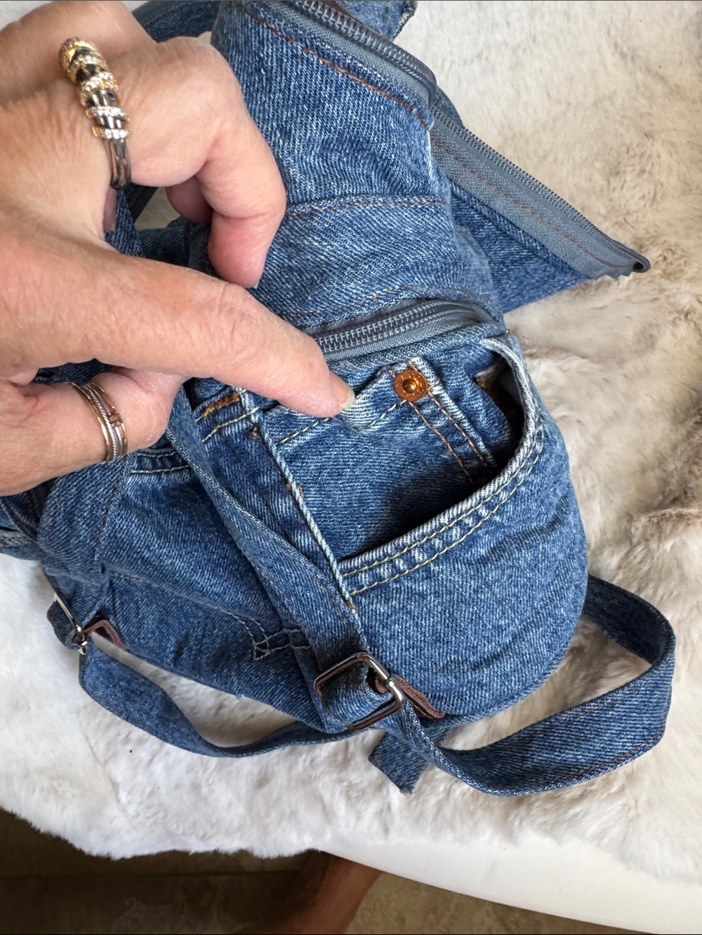 Levi's Denim Backpack Purse in Classic Blue - Picture 9 of 16